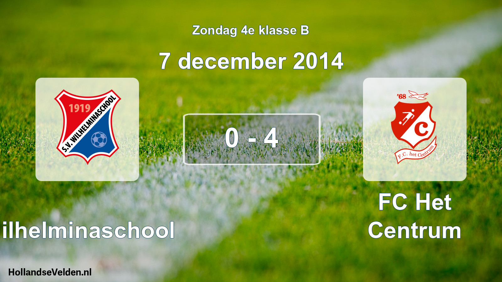Total number of matches played: Wilhelminaschool - FC Het Centrum 0 - 4 (7 December 2014)