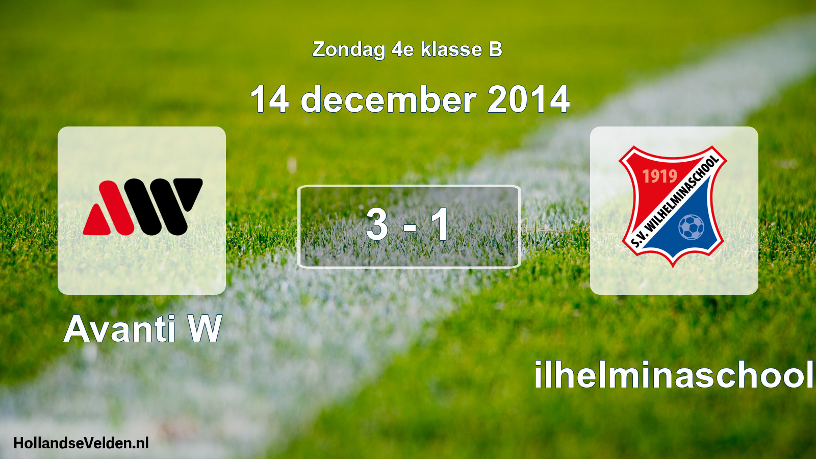 Total number of matches played: Avanti W - Wilhelminaschool 3 - 1 (14 December 2014)