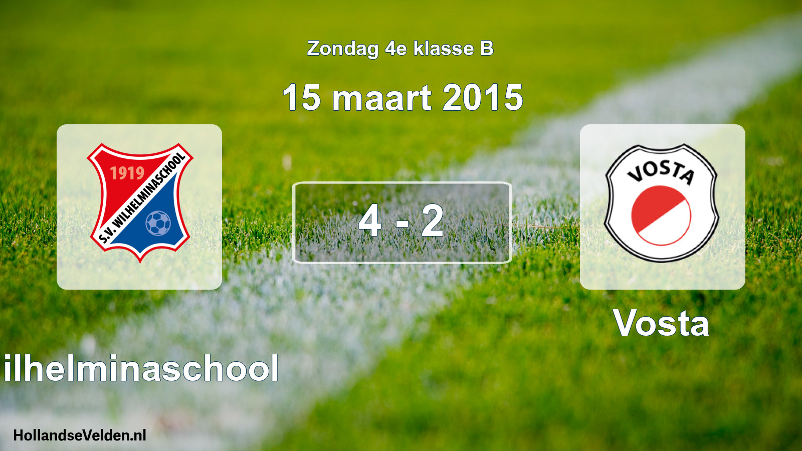 Total number of matches played: Wilhelminaschool - Vosta 4 - 2 (15 March 2015)