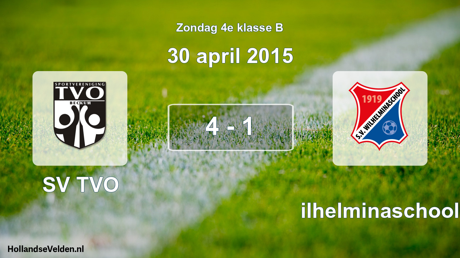 Total number of matches played: SV TVO - Wilhelminaschool 4 - 1 (30 April 2015)