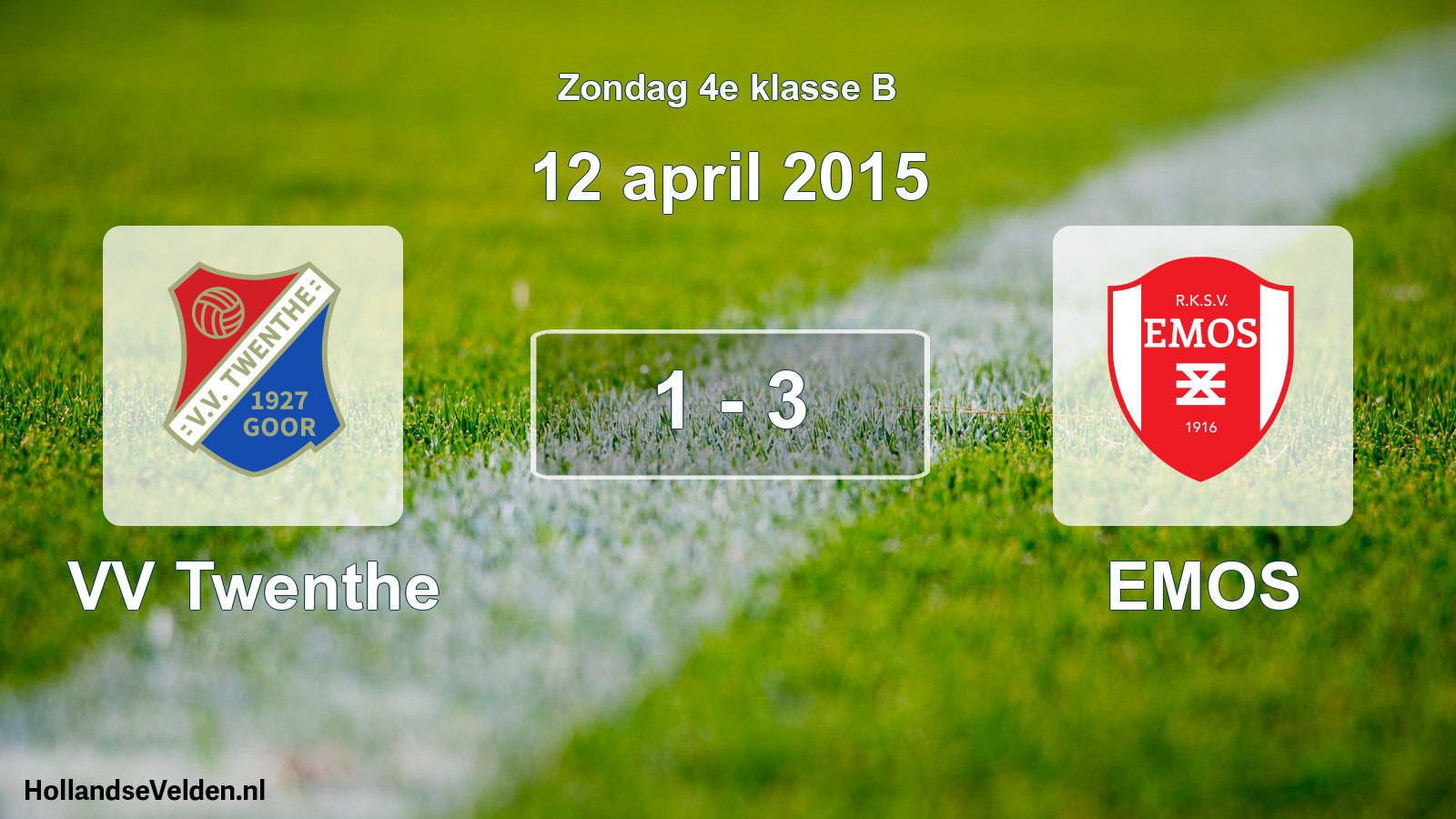 Total number of matches played: VV Twenthe - EMOS 1 - 3 (12 April 2015)