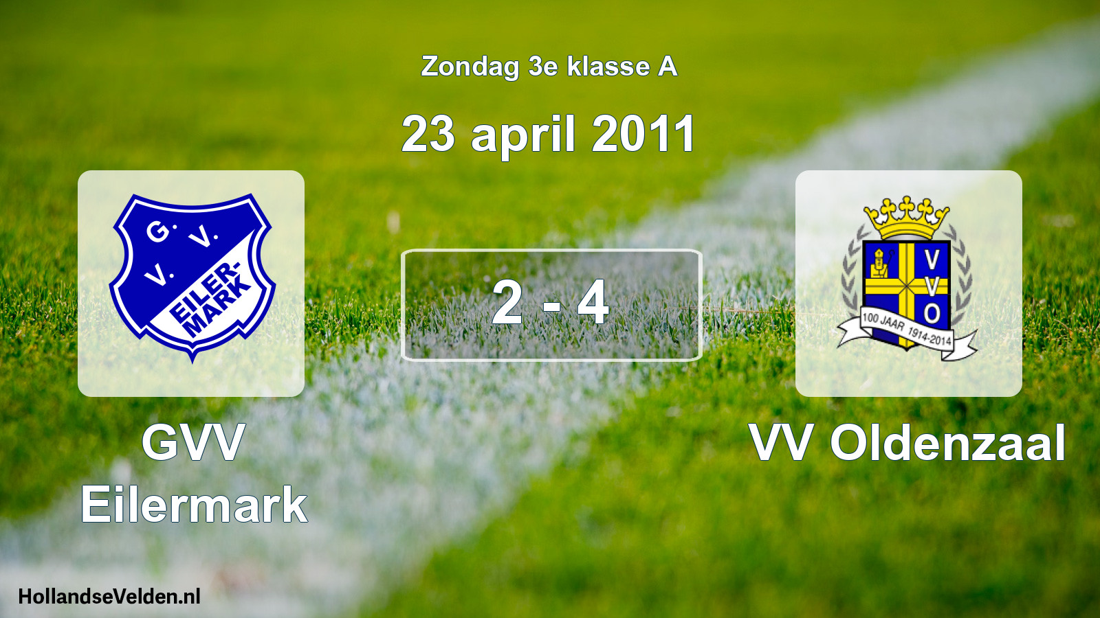 Total number of matches played: GVV Eilermark - VV Oldenzaal 2 - 4 (23 April 2011)