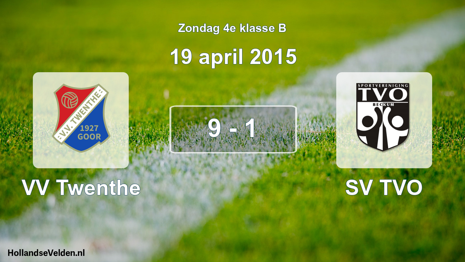 Total number of matches played: VV Twenthe - SV TVO 9 - 1 (19 April 2015)