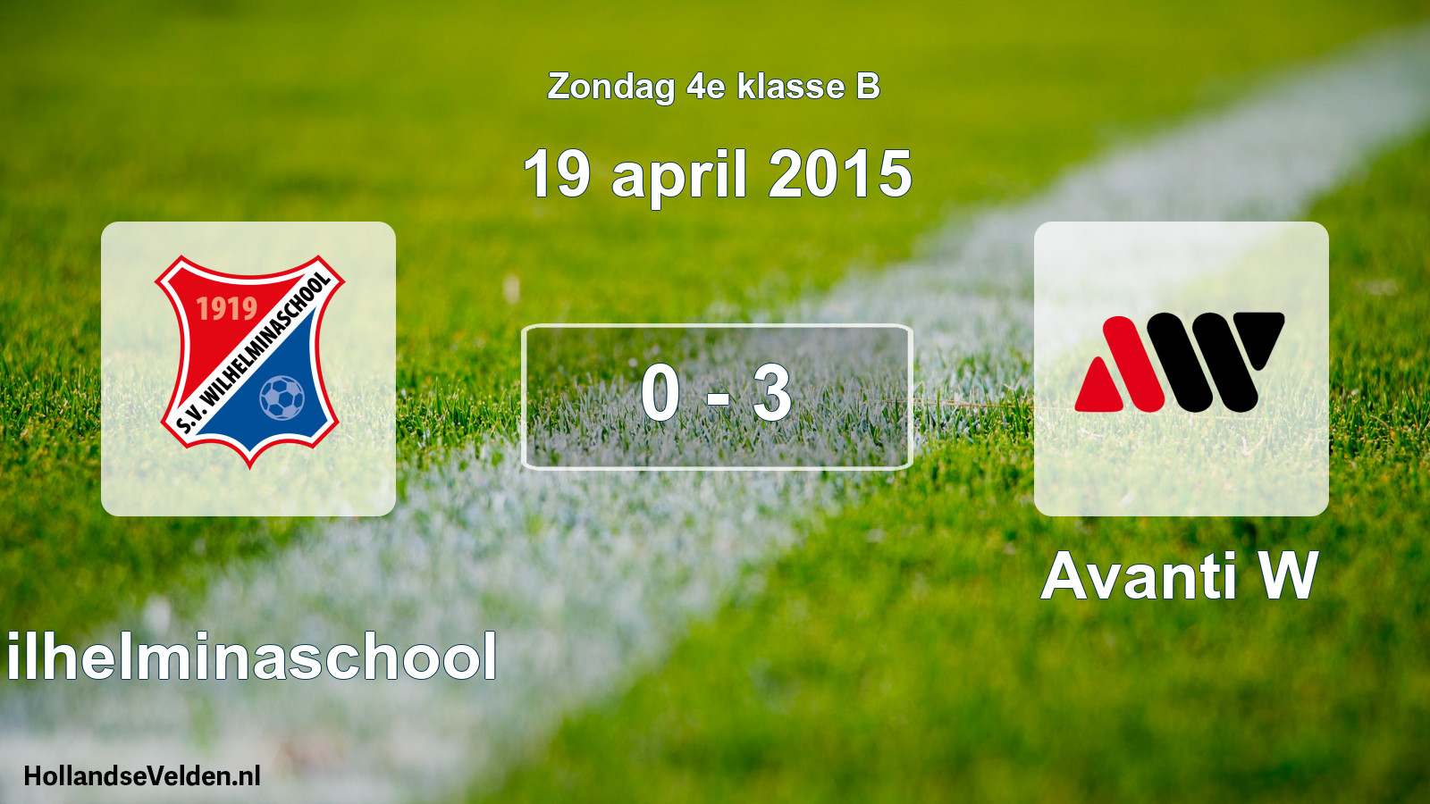 Total number of matches played: Wilhelminaschool - Avanti W 0 - 3 (19 April 2015)