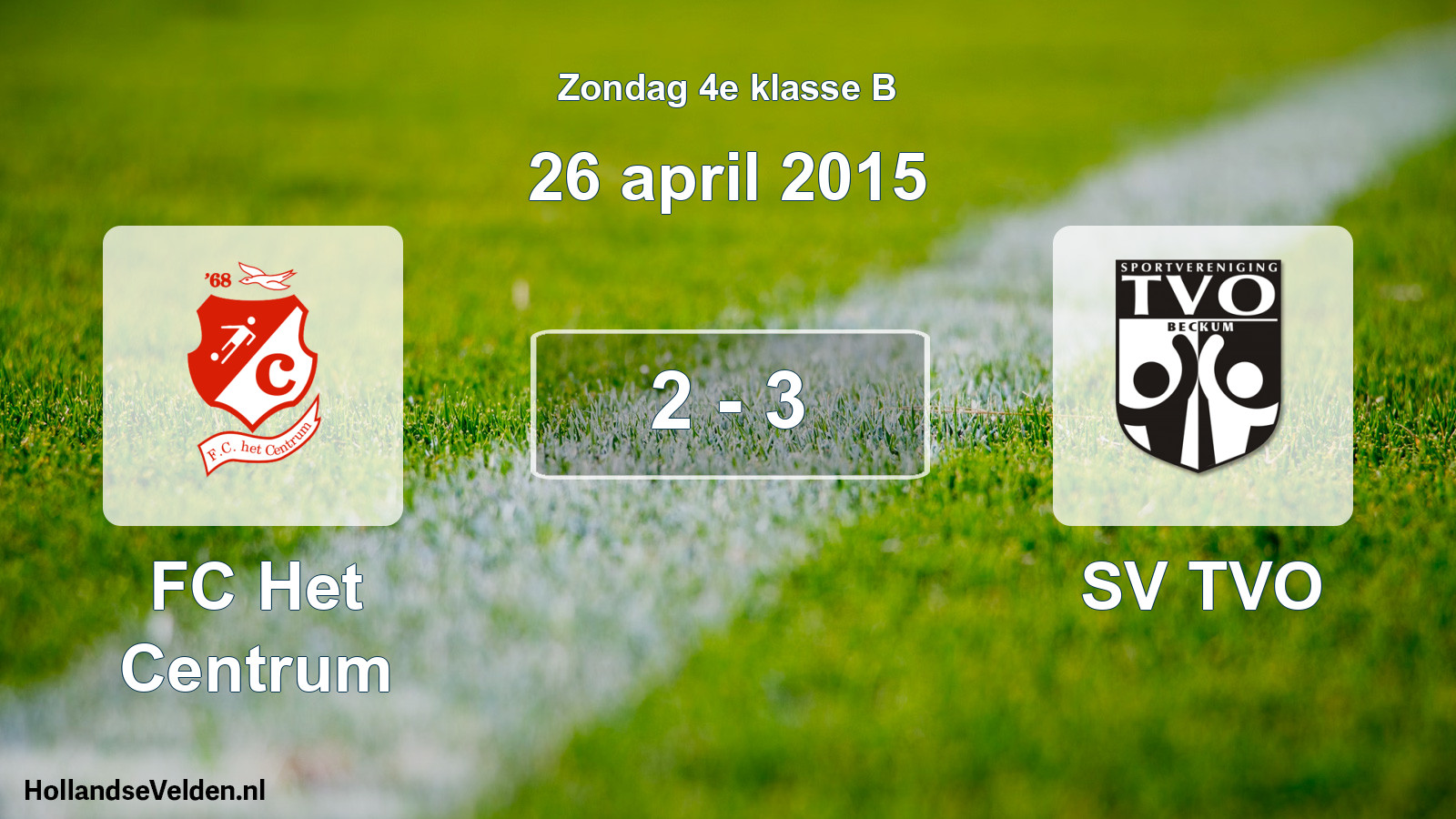 Total number of matches played: FC Het Centrum - SV TVO 2 - 3 (26 April 2015)