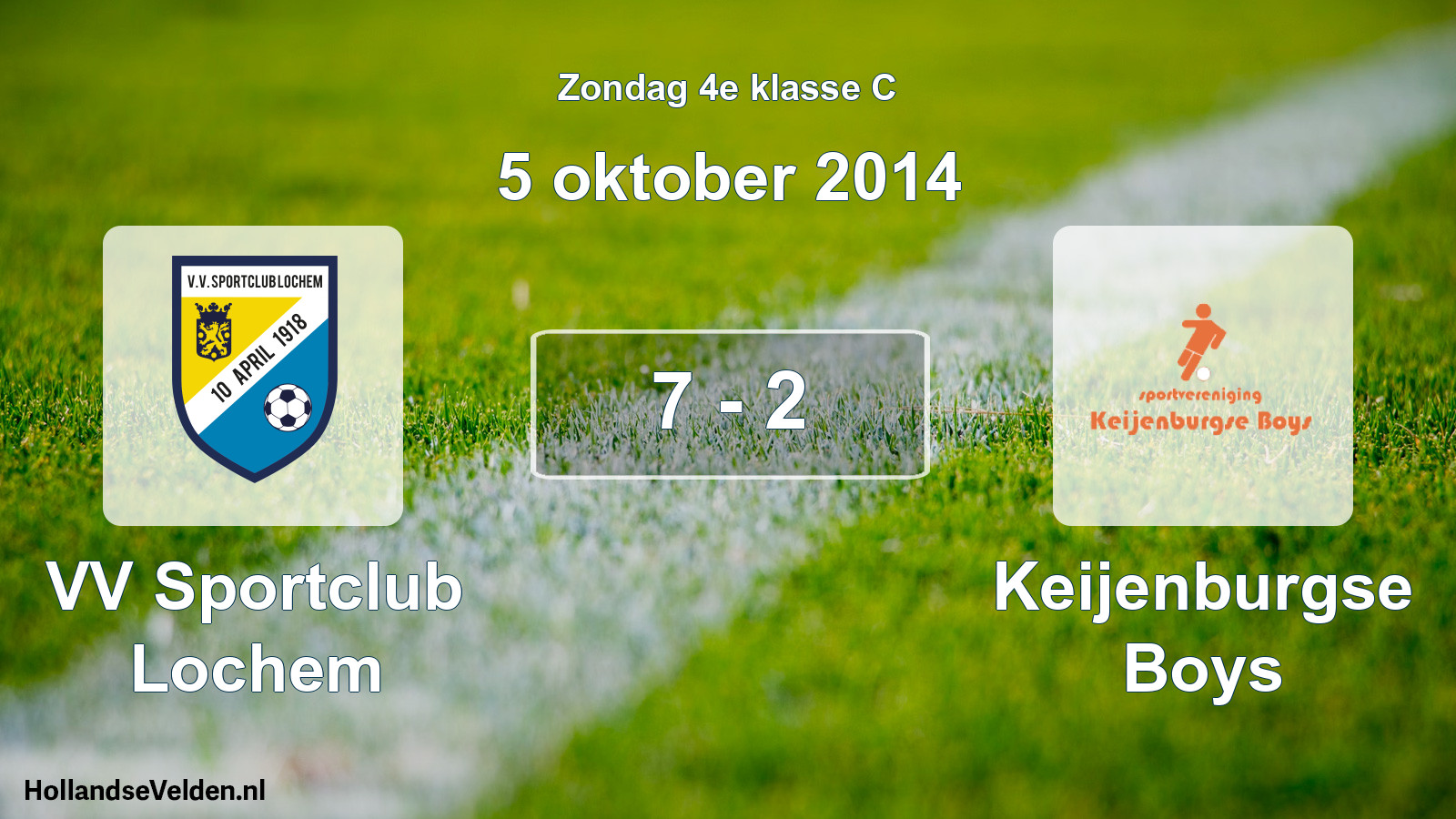 Total number of matches played: VV Sportclub Lochem - Keijenburgse Boys 7 - 2 (5 October 2014)
