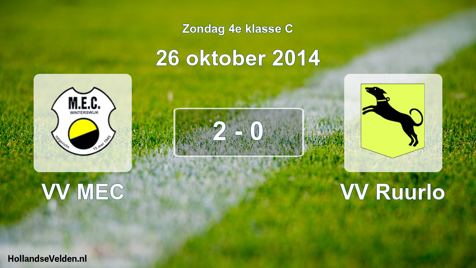 Total number of matches played: VV MEC - VV Ruurlo 2 - 0 (26 October 2014)