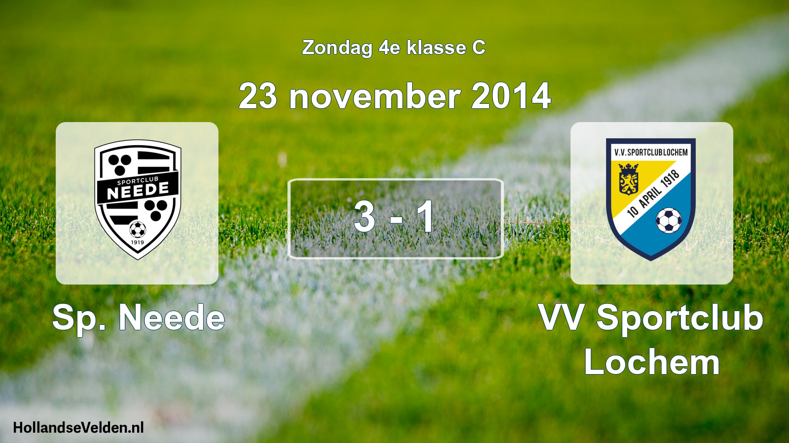 Total number of matches played: Sp. Neede - VV Sportclub Lochem 3 - 1 (23 November 2014)