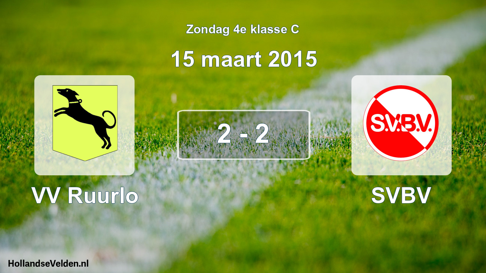 Total number of matches played: VV Ruurlo - SVBV 2 - 2 (15 March 2015)
