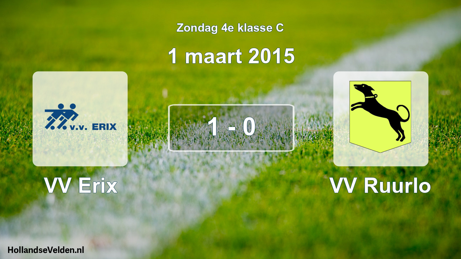 Total number of matches played: VV Erix - VV Ruurlo 1 - 0 (1 March 2015)