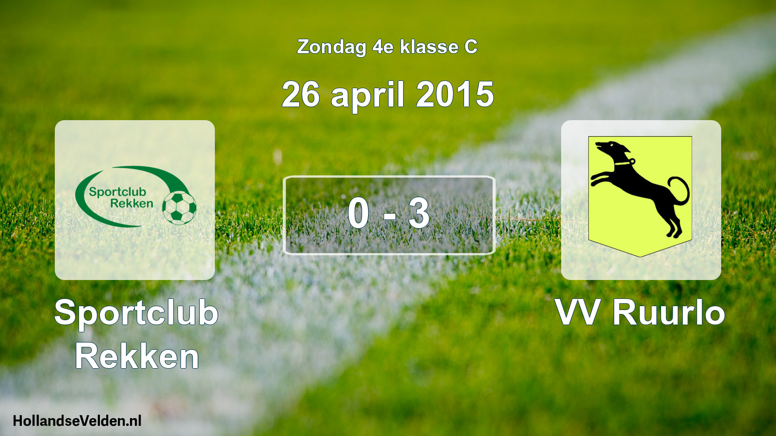 Total number of matches played: Sportclub Rekken - VV Ruurlo 0 - 3 (26 April 2015)