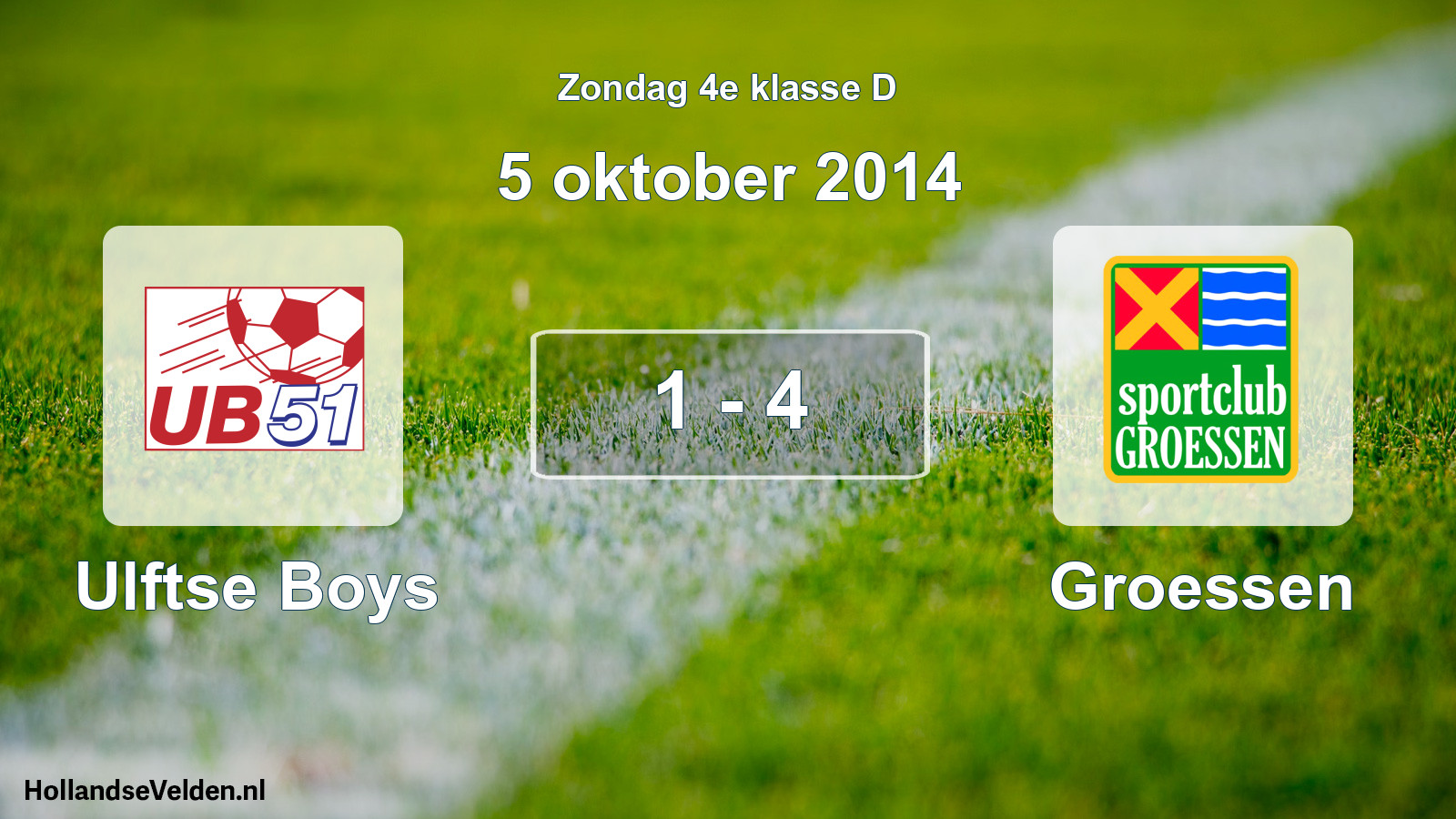 Total number of matches played: Ulftse Boys - Groessen 1 - 4 (5 October 2014)