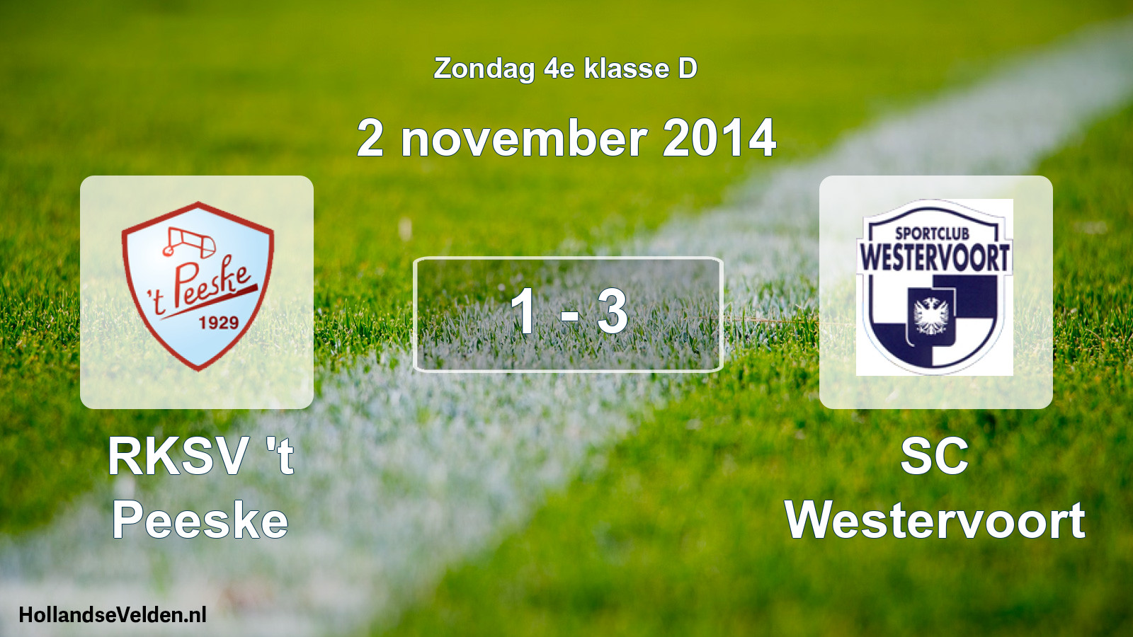 Total number of matches played: RKSV 't Peeske - SC Westervoort 1 - 3 (2 November 2014)