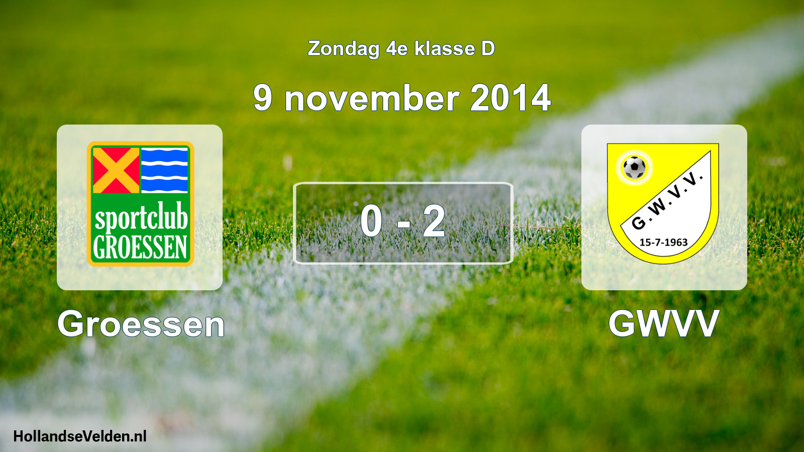 Total number of matches played: Groessen - GWVV 0 - 2 (9 November 2014)