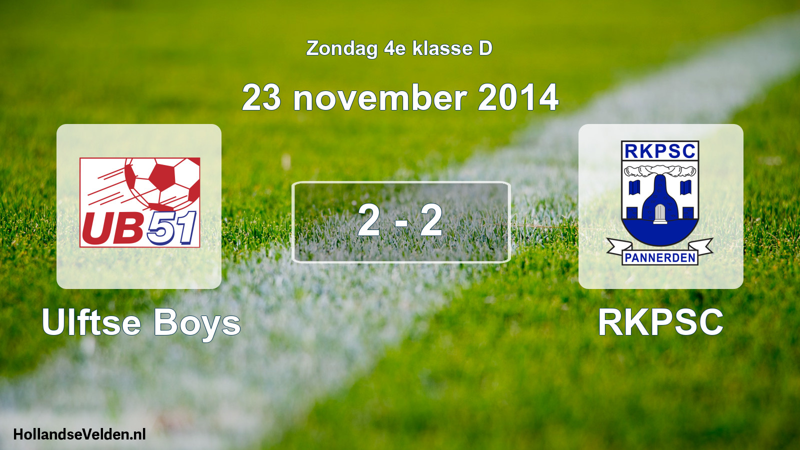 Total number of matches played: Ulftse Boys - RKPSC 2 - 2 (23 November 2014)