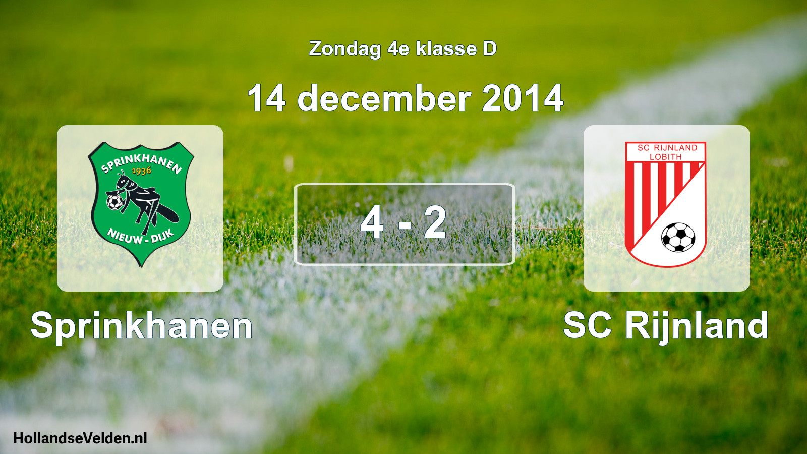 Total number of matches played: Sprinkhanen - SC Rijnland 4 - 2 (14 December 2014)