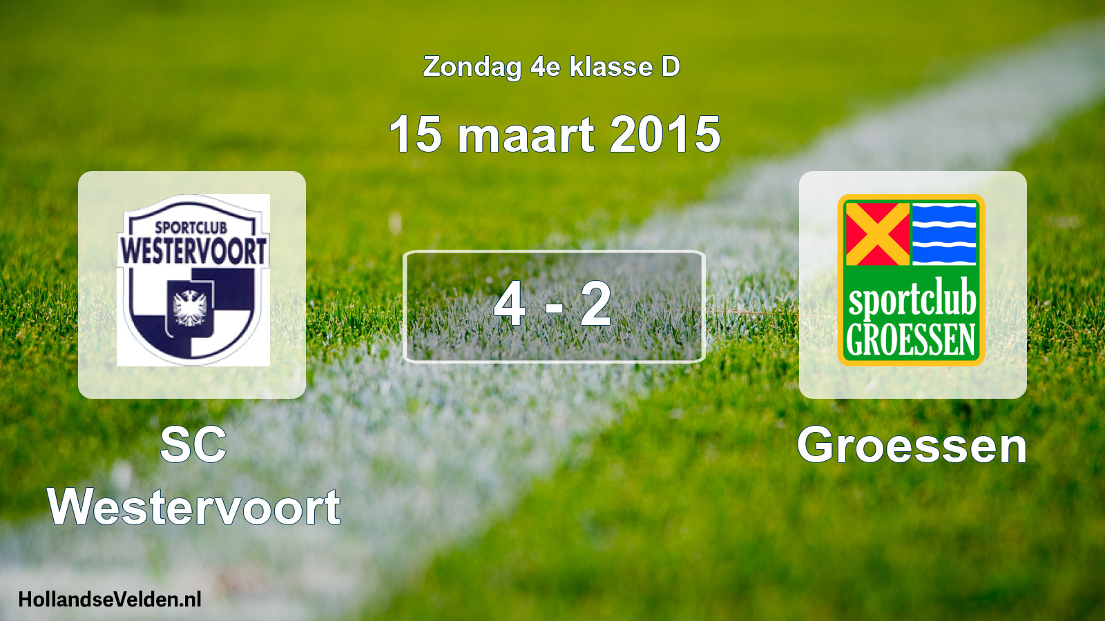 Total number of matches played: SC Westervoort - Groessen 4 - 2 (15 March 2015)