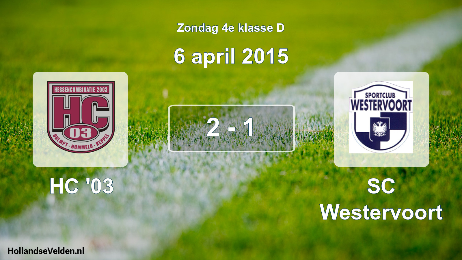 Total number of matches played: HC '03 - SC Westervoort 2 - 1 (6 April 2015)