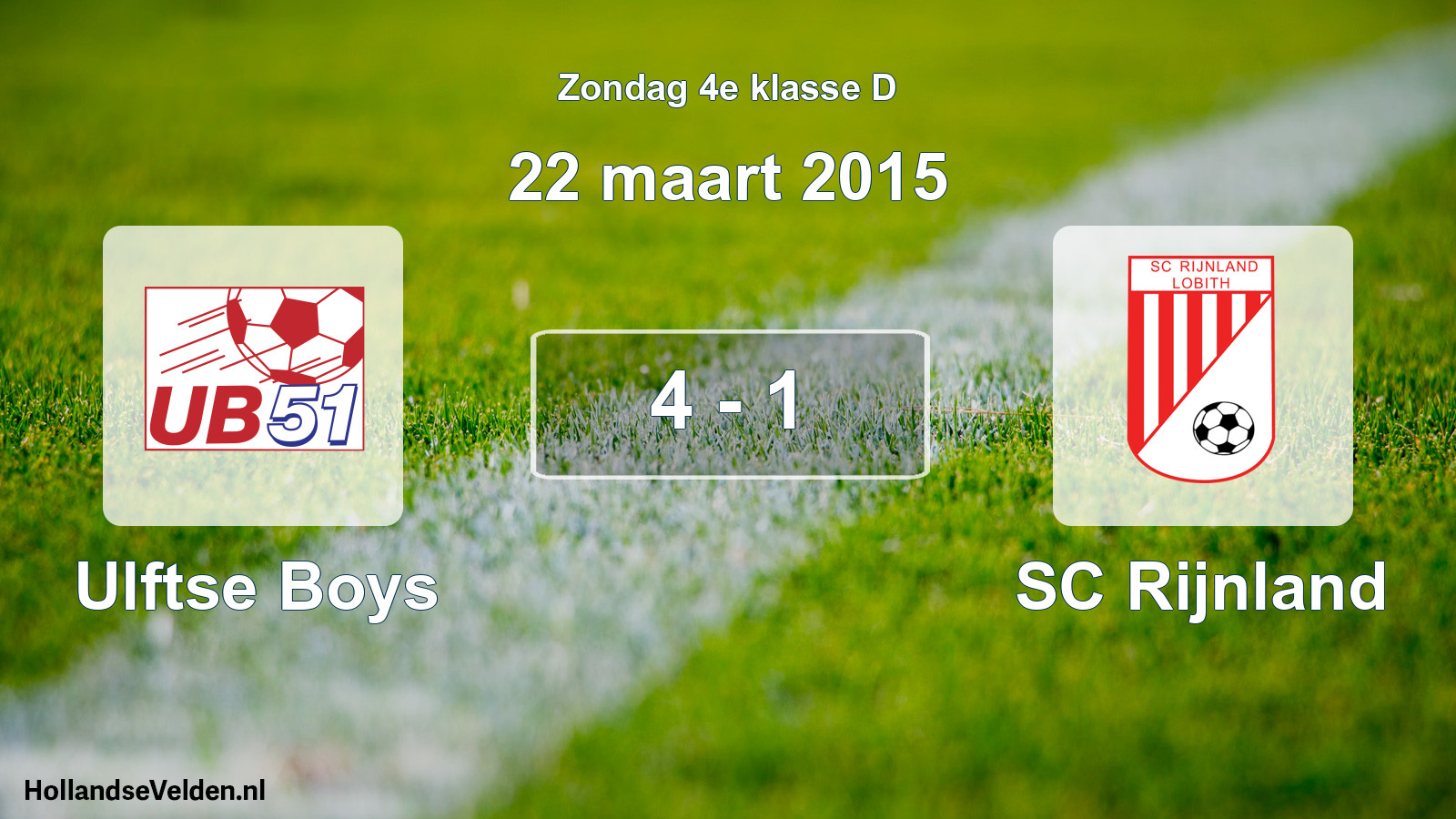 Total number of matches played: Ulftse Boys - SC Rijnland 4 - 1 (22 March 2015)