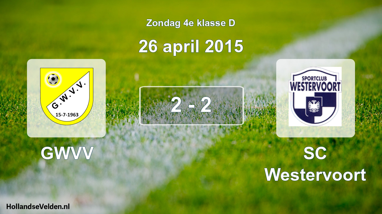Total number of matches played: GWVV - SC Westervoort 2 - 2 (26 April 2015)