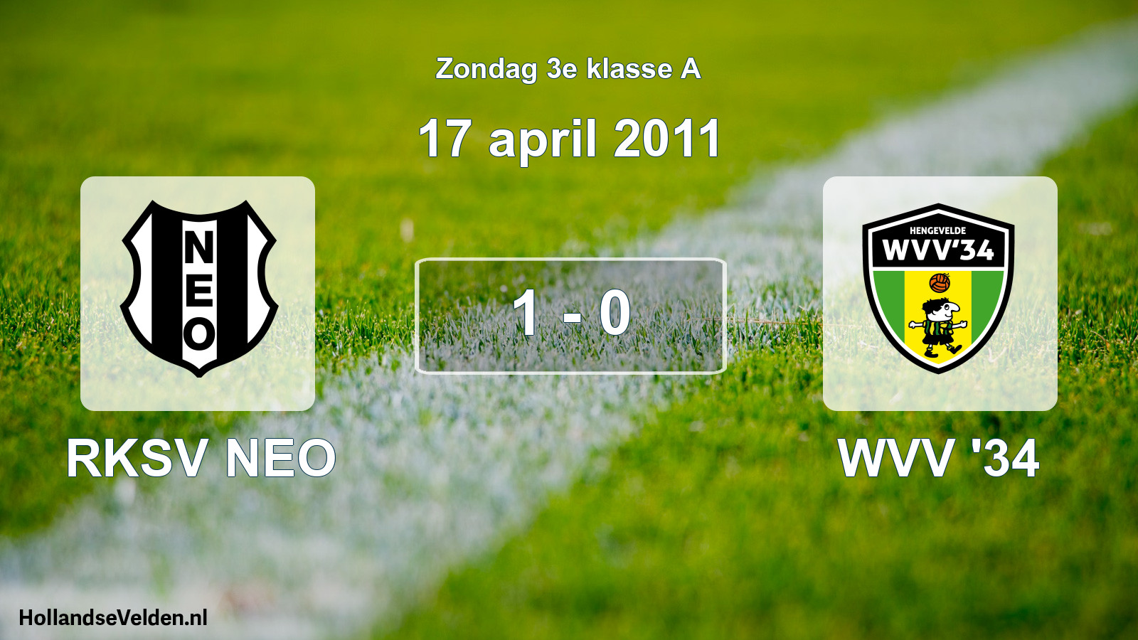 Total number of matches played: RKSV NEO - WVV '34 1 - 0 (17 April 2011)