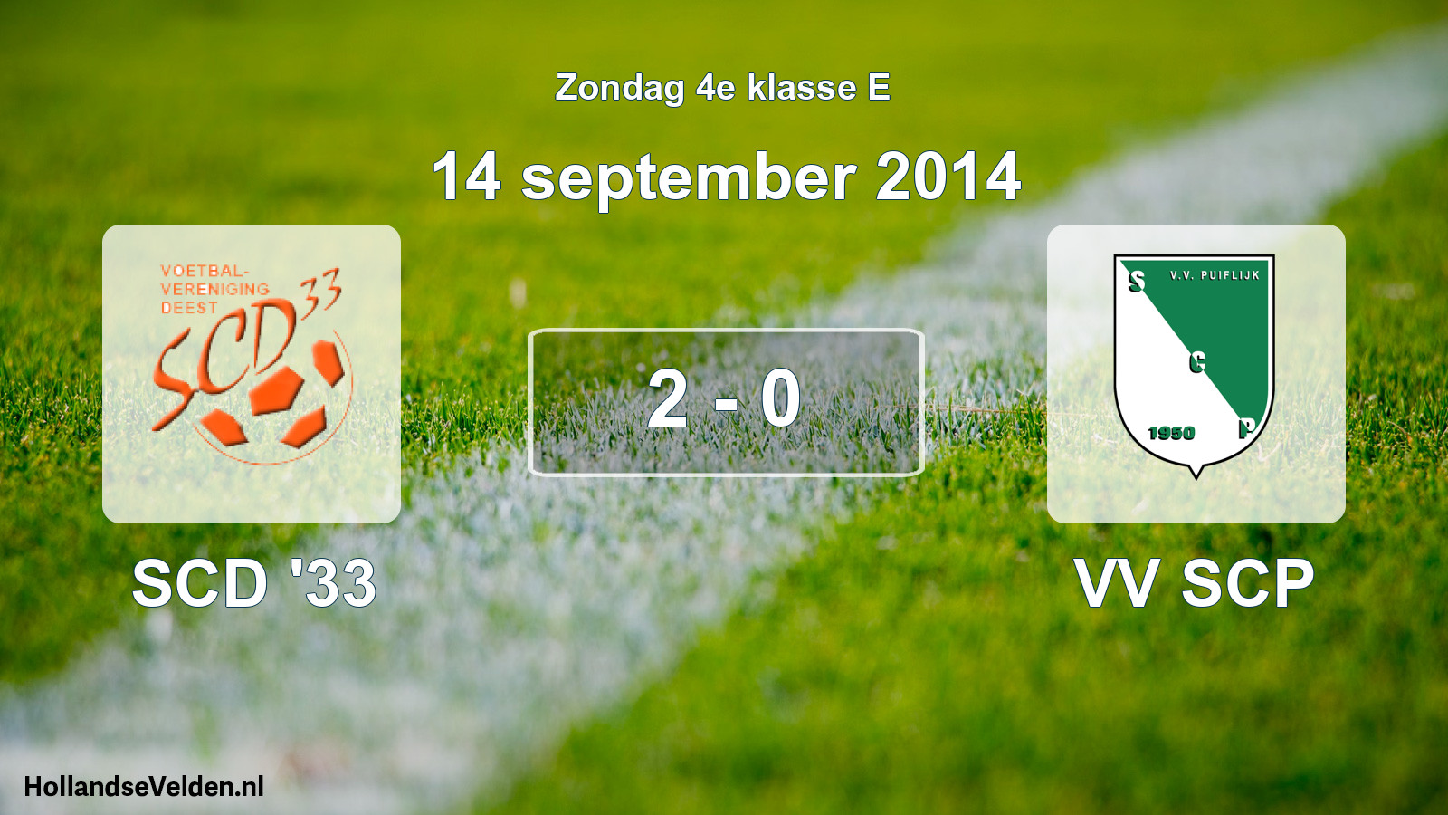 Total number of matches played: SCD '33 - VV SCP 2 - 0 (14 September 2014)