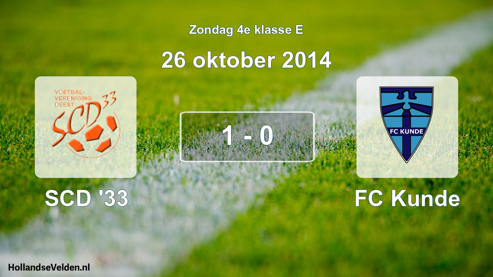 Total number of matches played: SCD '33 - FC Kunde 1 - 0 (26 October 2014)