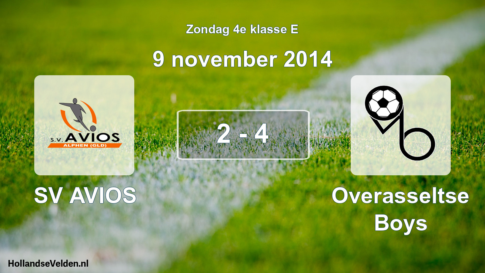 Total number of matches played: SV AVIOS - Overasseltse Boys 2 - 4 (9 November 2014)
