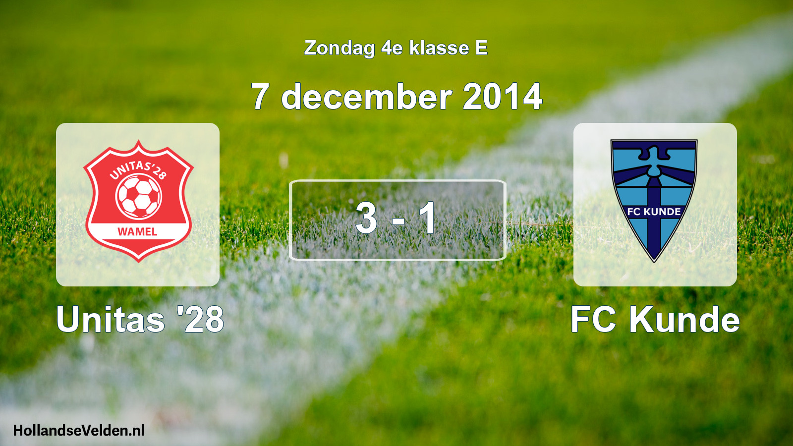 Total number of matches played: Unitas '28 - FC Kunde 3 - 1 (7 December 2014)