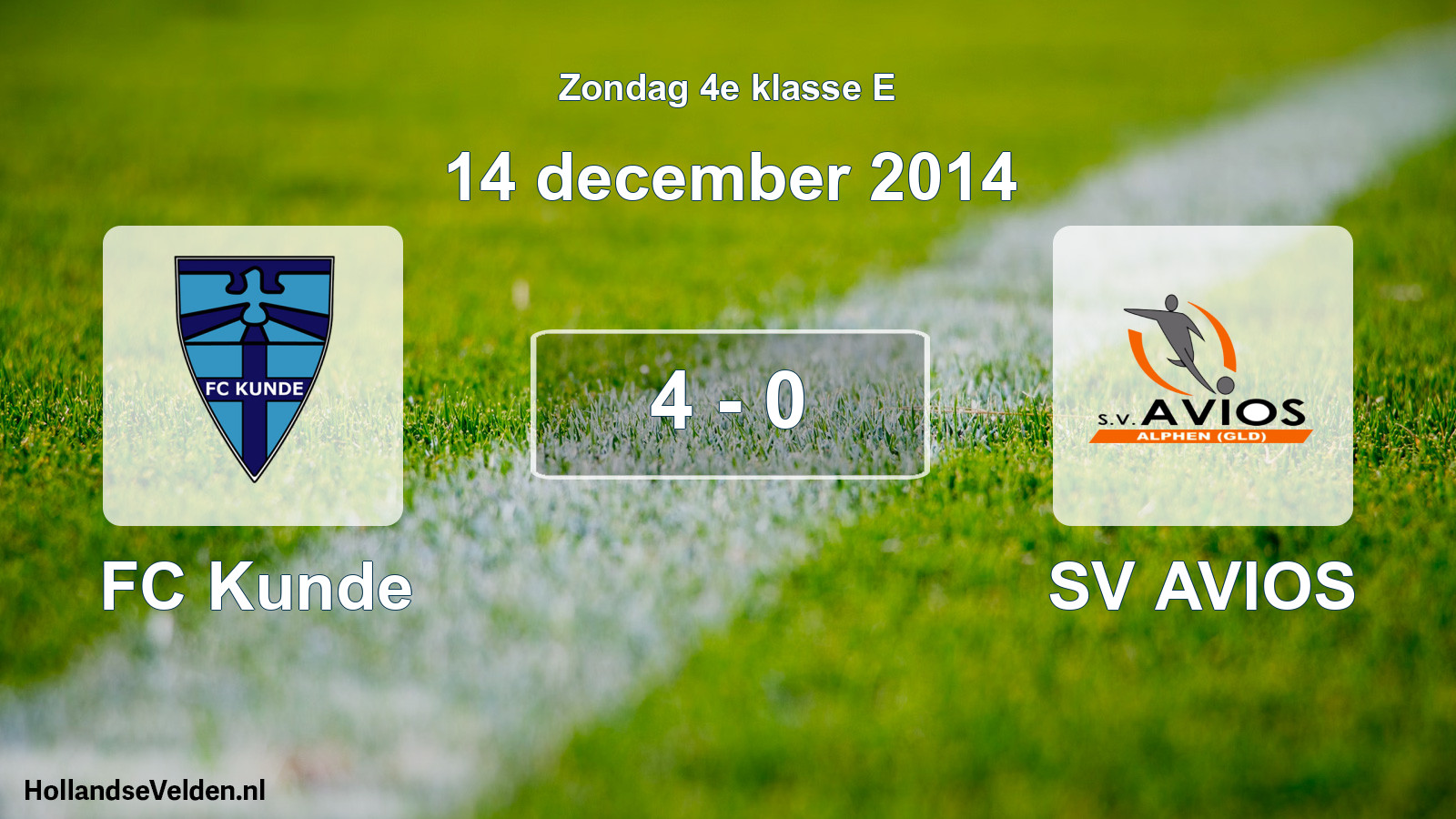 Total number of matches played: FC Kunde - SV AVIOS 4 - 0 (14 December 2014)