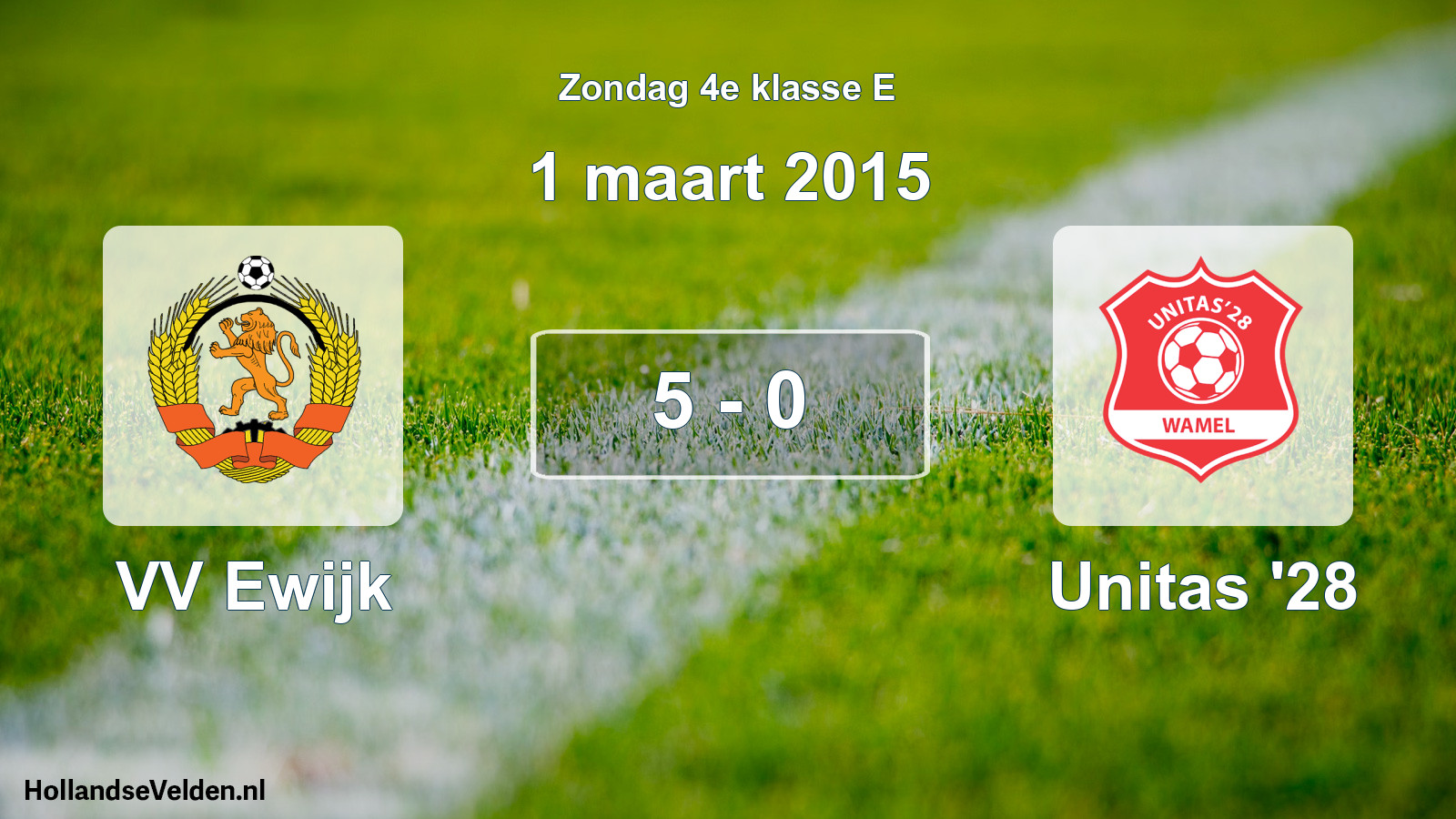 Total number of matches played: VV Ewijk - Unitas '28 5 - 0 (1 March 2015)