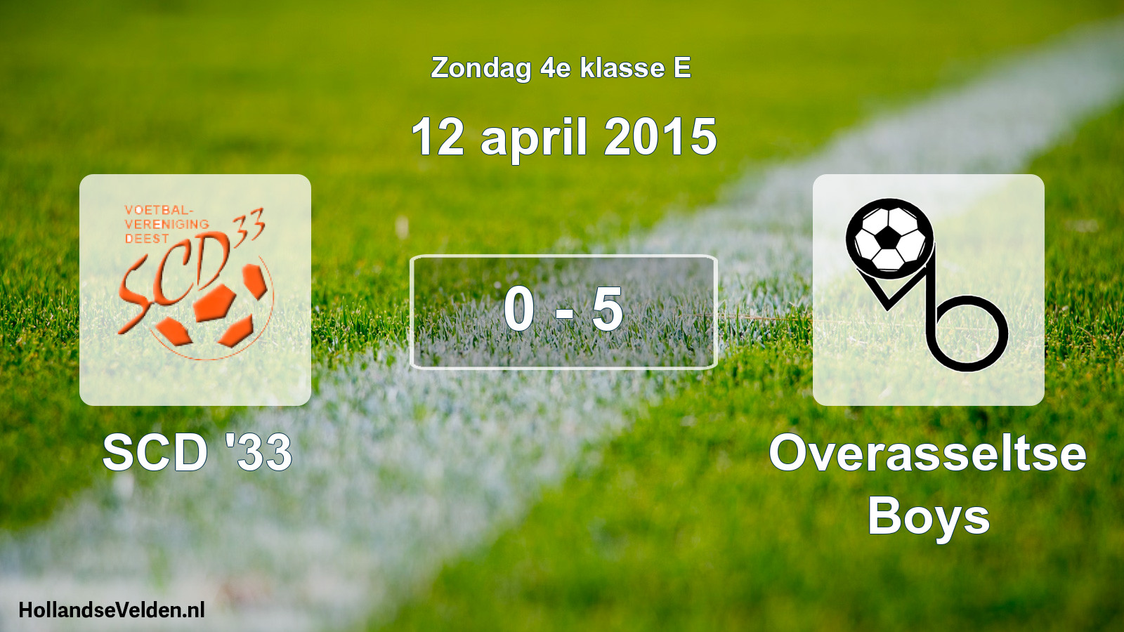 Total number of matches played: SCD '33 - Overasseltse Boys 0 - 5 (12 April 2015)