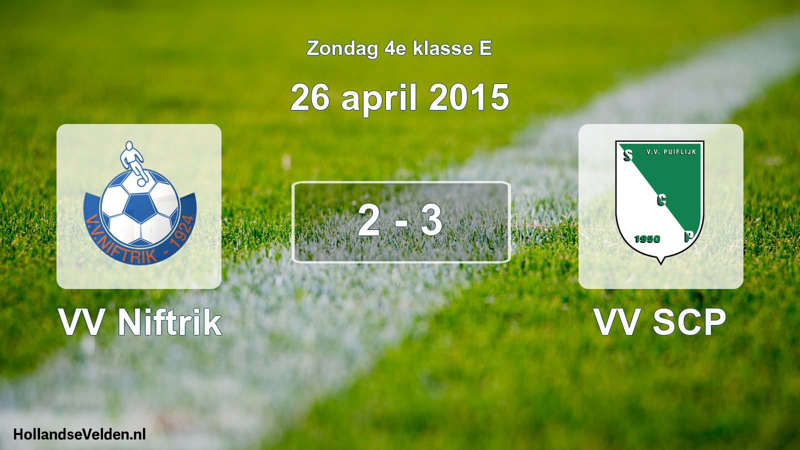 Total number of matches played: VV Niftrik - VV SCP 2 - 3 (26 April 2015)