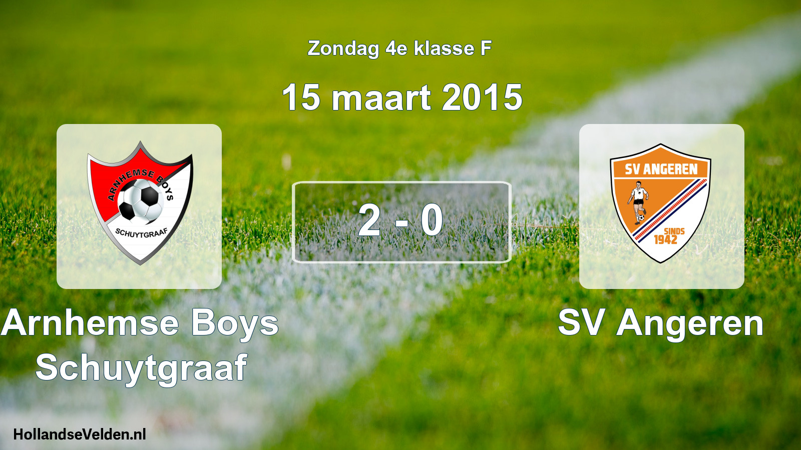 Total number of matches played: Arnhemse Boys Schuytgraaf - SV Angeren 2 - 0 (15 March 2015)