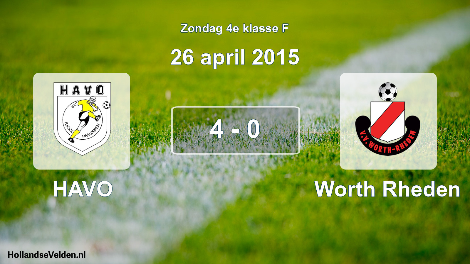 Total number of matches played: HAVO - Worth Rheden 4 - 0 (26 April 2015)