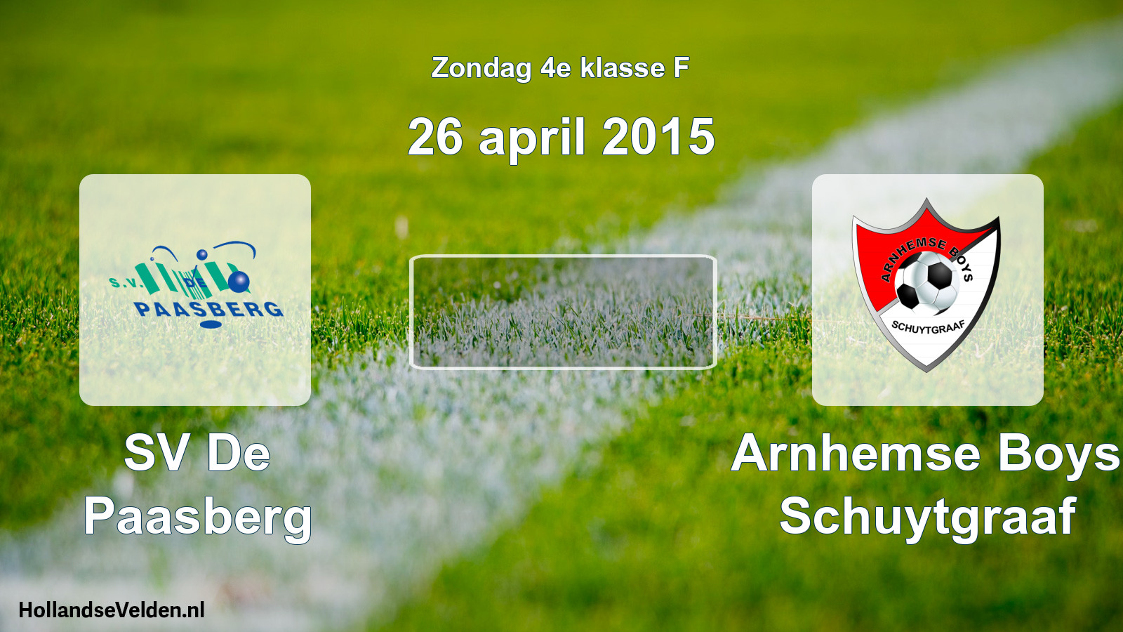 Scheduled Match: SV De Paasberg - Arnhemse Boys Schuytgraaf (26 April 2015)