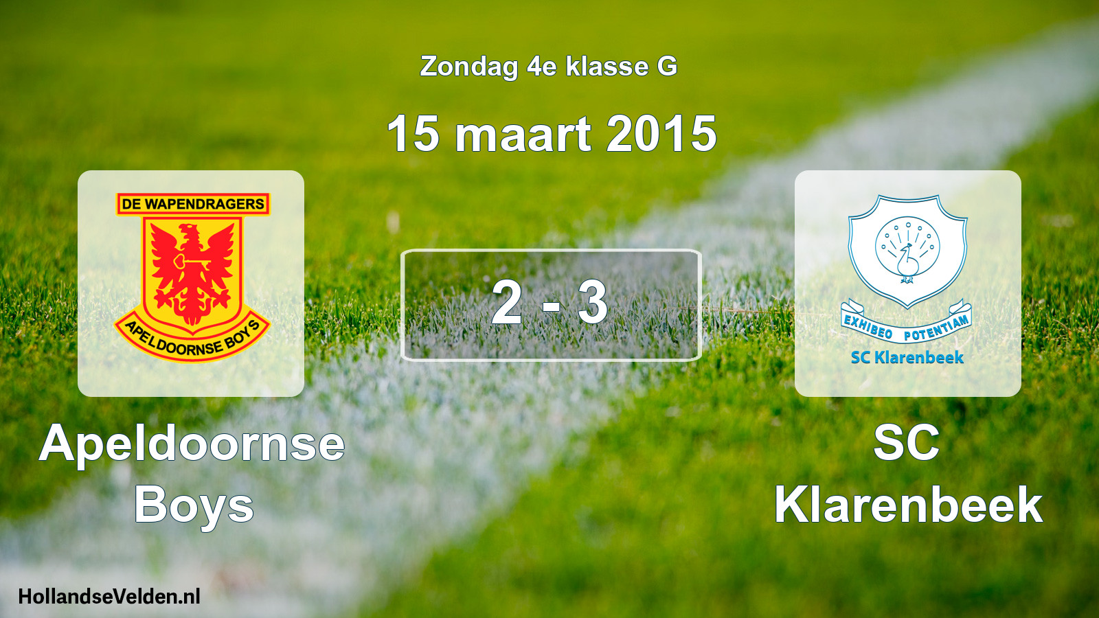 Total number of matches played: Apeldoornse Boys - SC Klarenbeek 2 - 3 (15 March 2015)