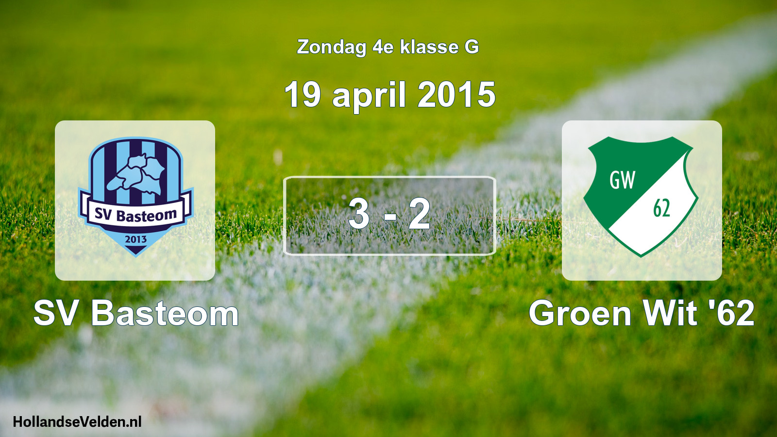 Total number of matches played: SV Basteom - Groen Wit '62 3 - 2 (19 April 2015)