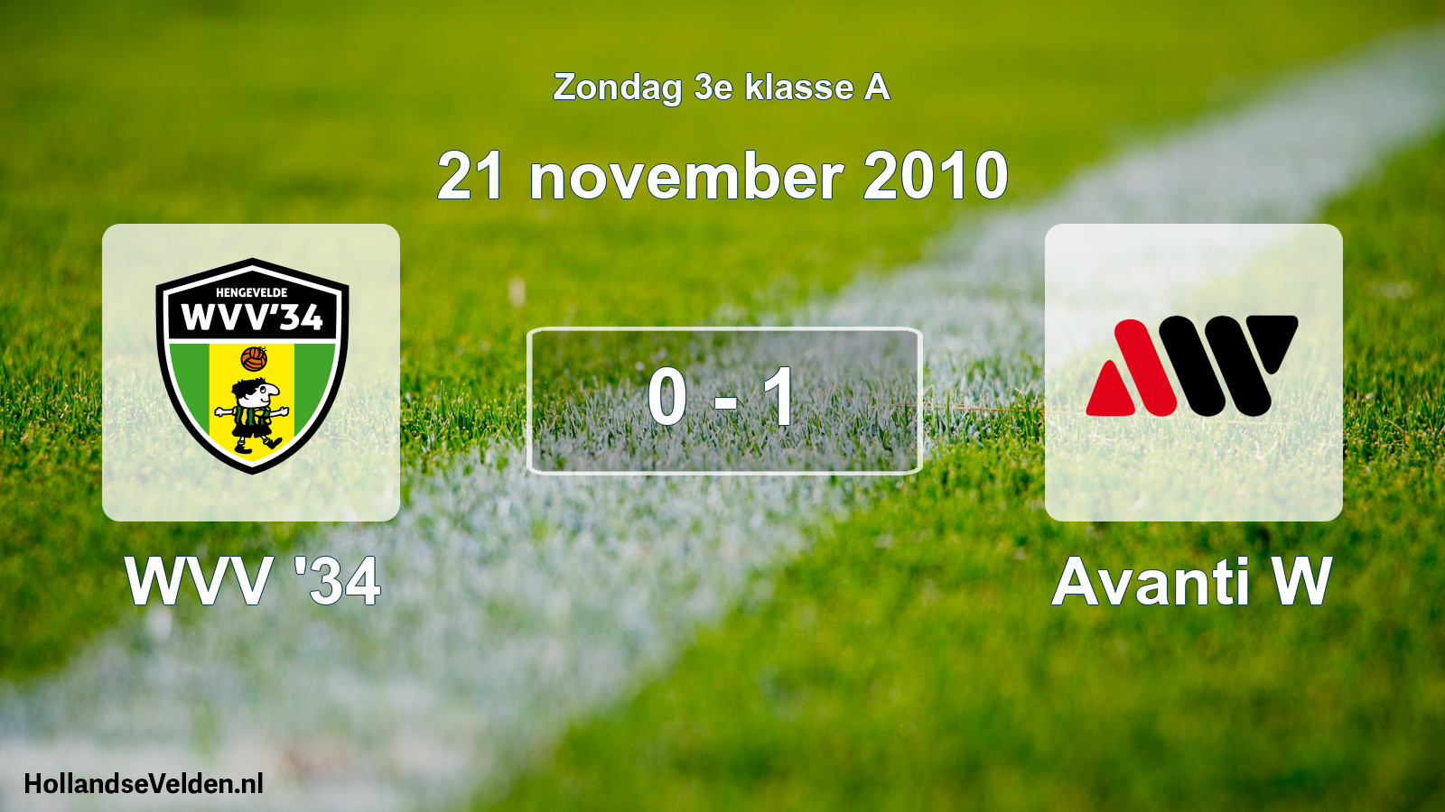 Total number of matches played: WVV '34 - Avanti W 0 - 1 (21 November 2010)