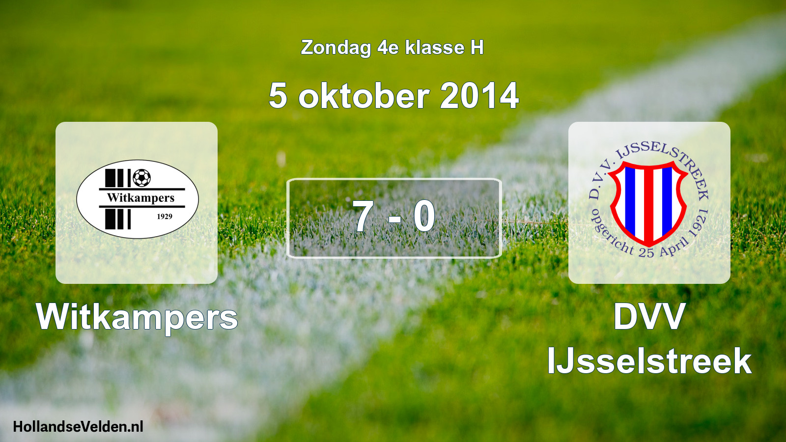 Total number of matches played: Witkampers - DVV IJsselstreek 7 - 0 (5 October 2014)