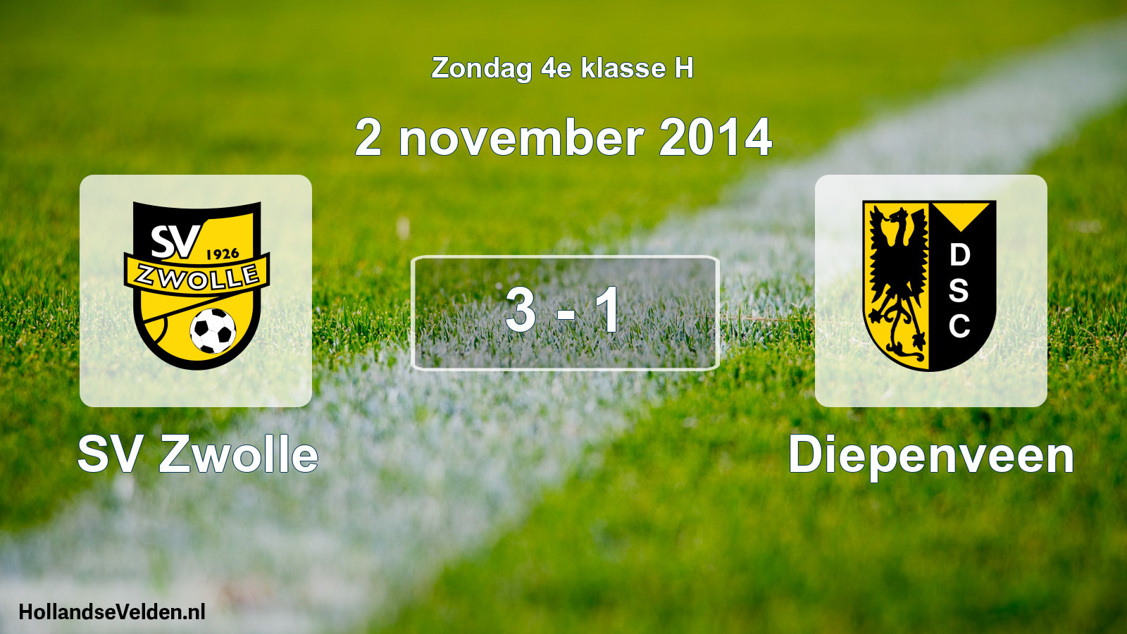 Total number of matches played: SV Zwolle - Diepenveen 3 - 1 (2 November 2014)