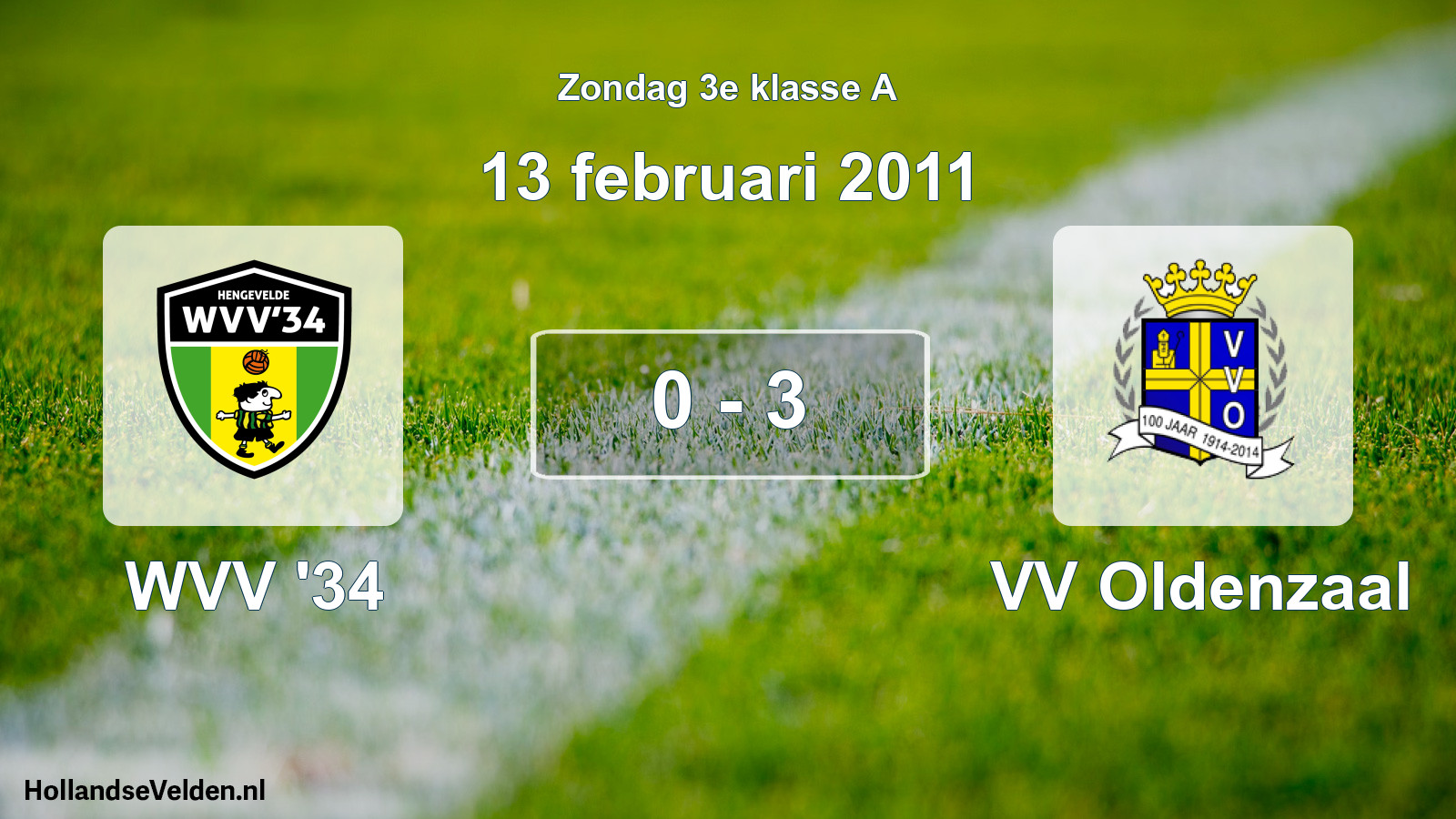 Total number of matches played: WVV '34 - VV Oldenzaal 0 - 3 (13 February 2011)