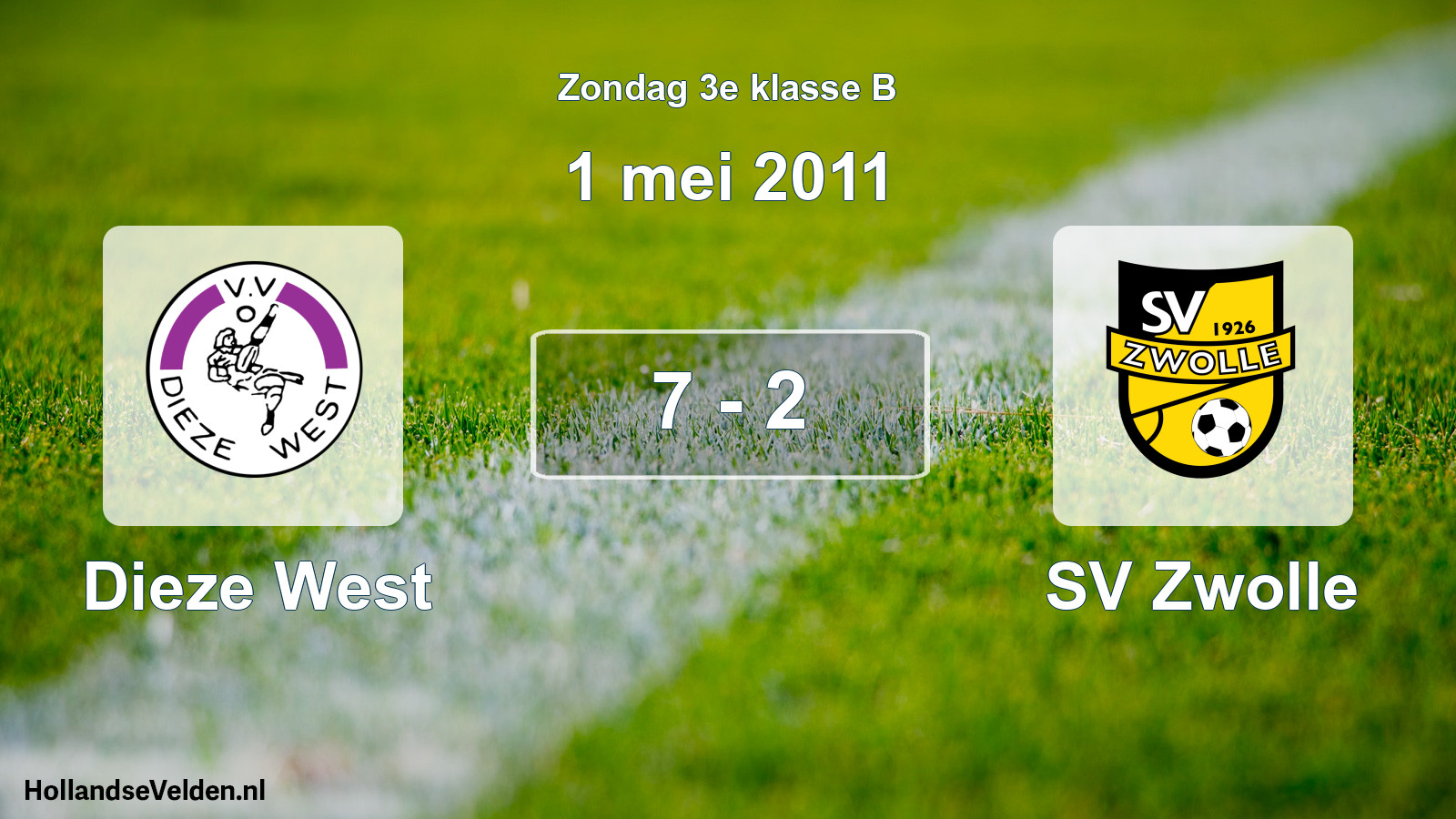 Total number of matches played: Dieze West - SV Zwolle 7 - 2 (1 May 2011)