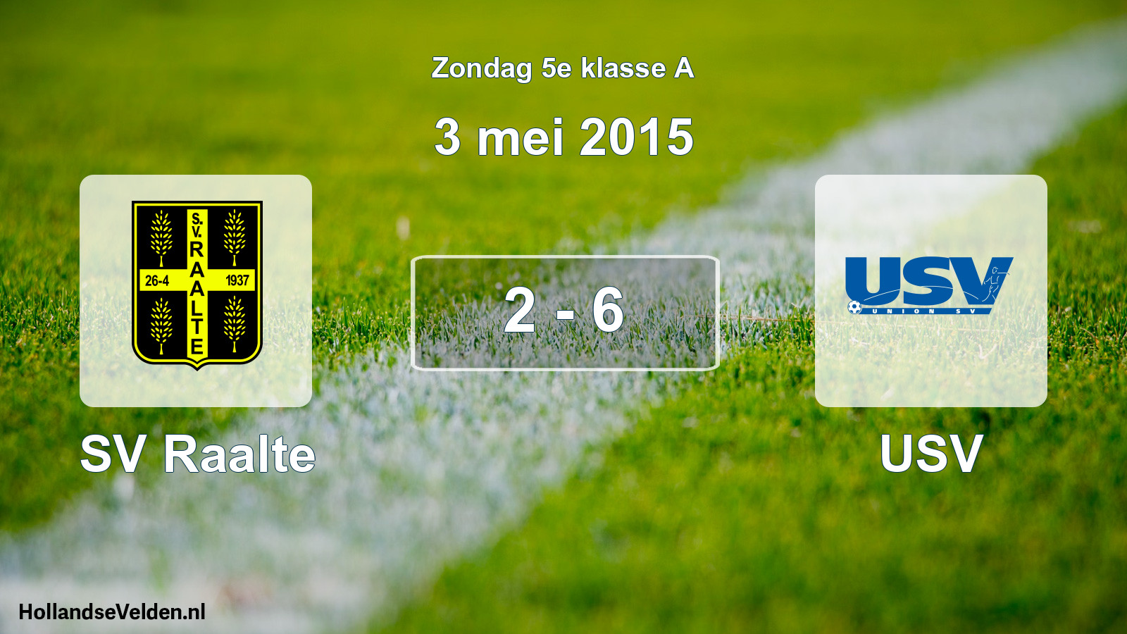 Total number of matches played: SV Raalte - USV 2 - 6 (3 May 2015)