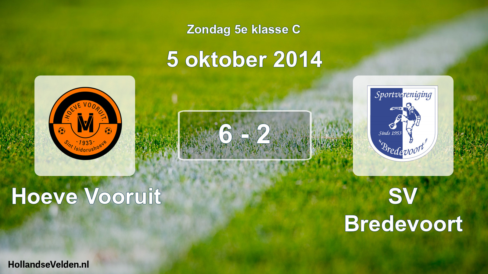 Total number of matches played: Hoeve Vooruit - SV Bredevoort 6 - 2 (5 October 2014)