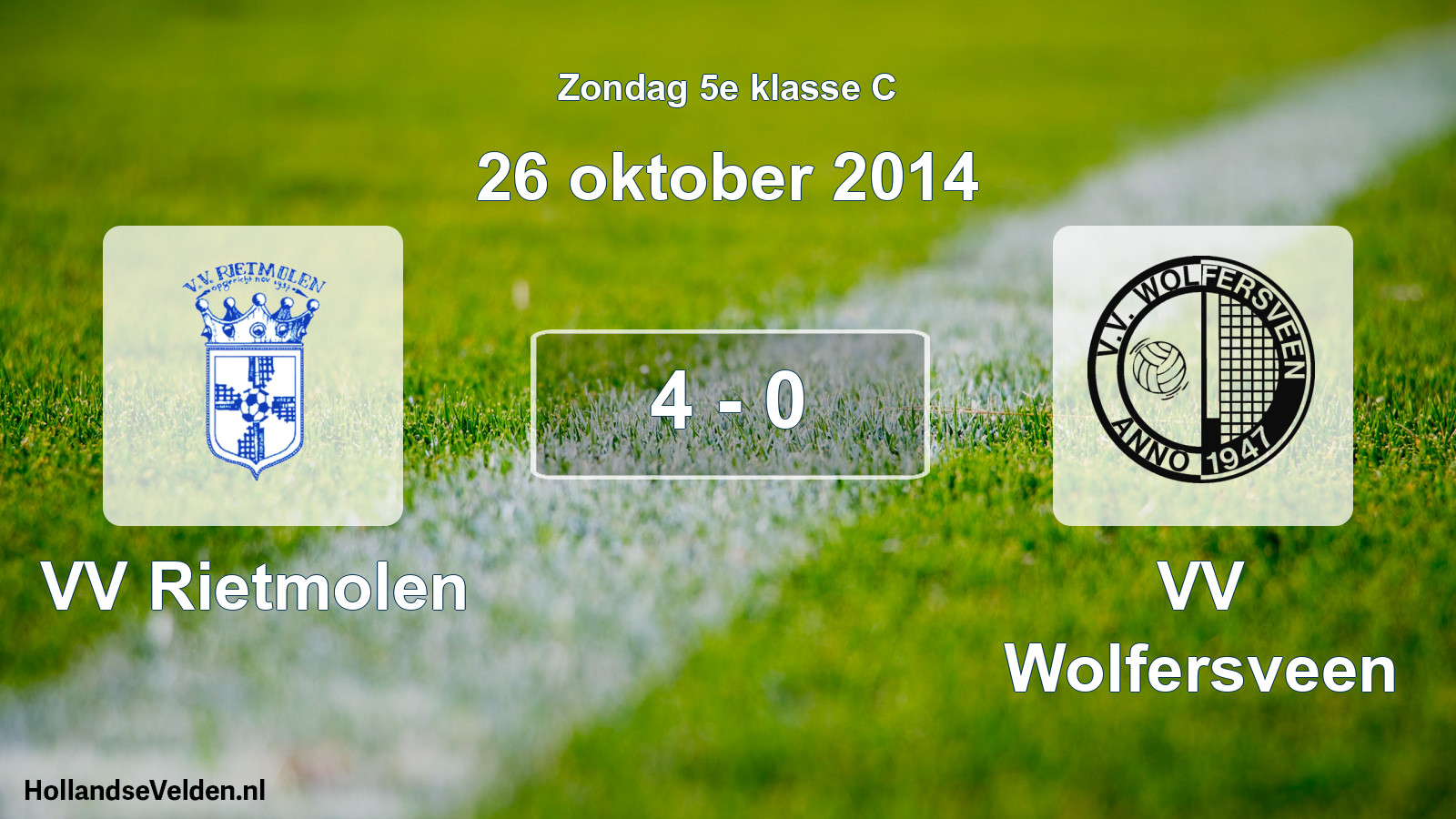 Total number of matches played: VV Rietmolen - VV Wolfersveen 4 - 0 (26 October 2014)