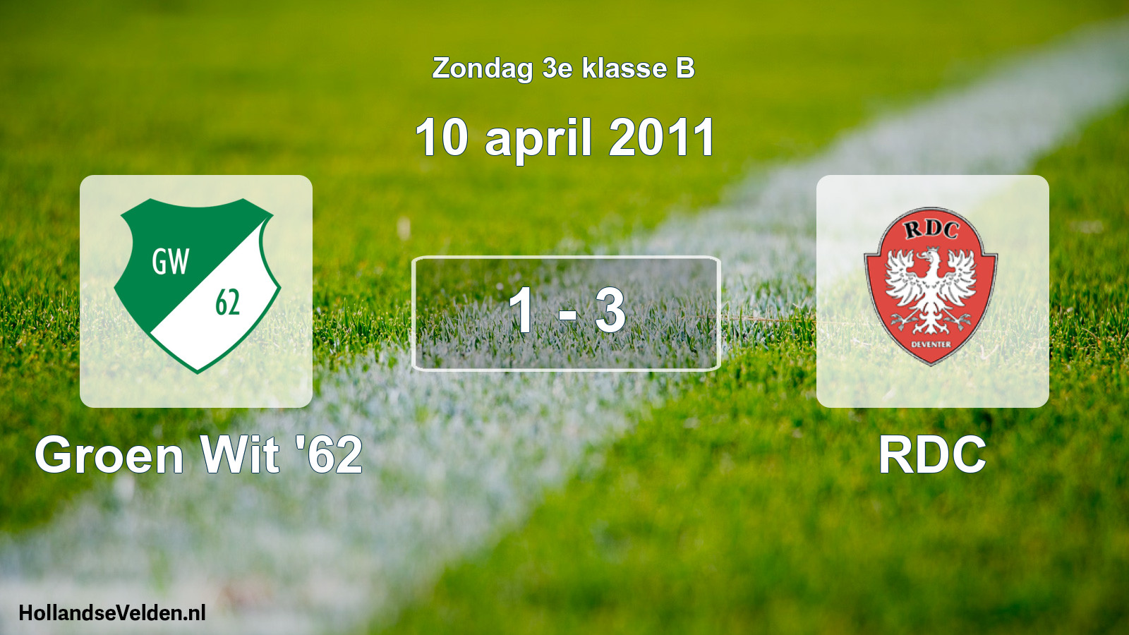 Total number of matches played: Groen Wit '62 - RDC 1 - 3 (10 April 2011)