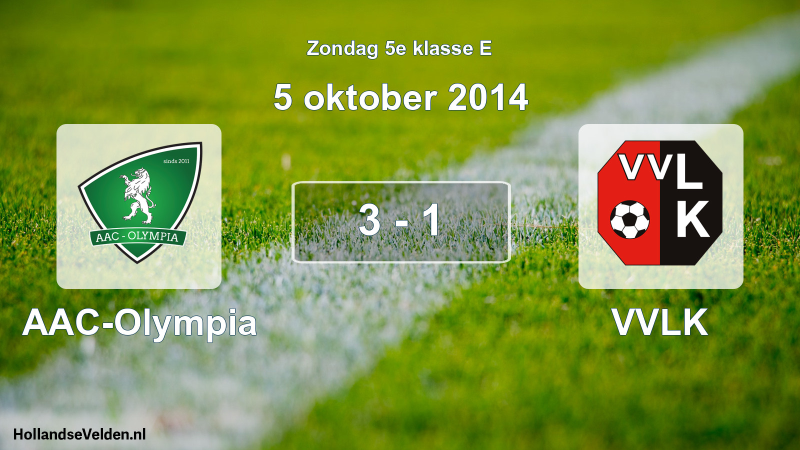 Total number of matches played: AAC-Olympia - VVLK 3 - 1 (5 October 2014)