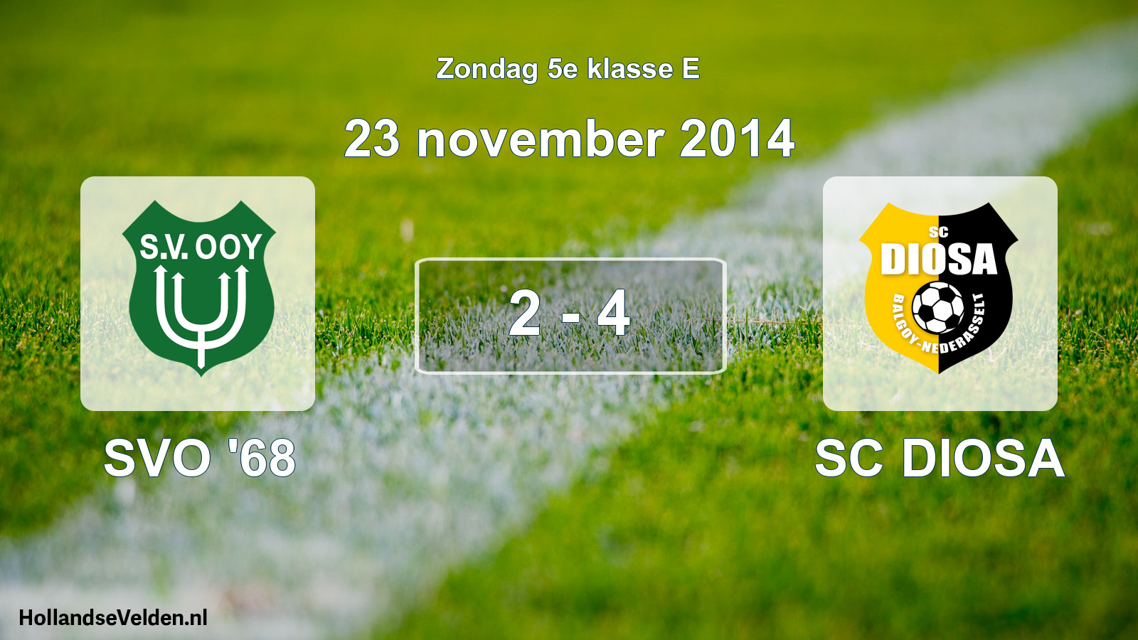 Total number of matches played: SVO '68 - SC DIOSA 2 - 4 (23 November 2014)