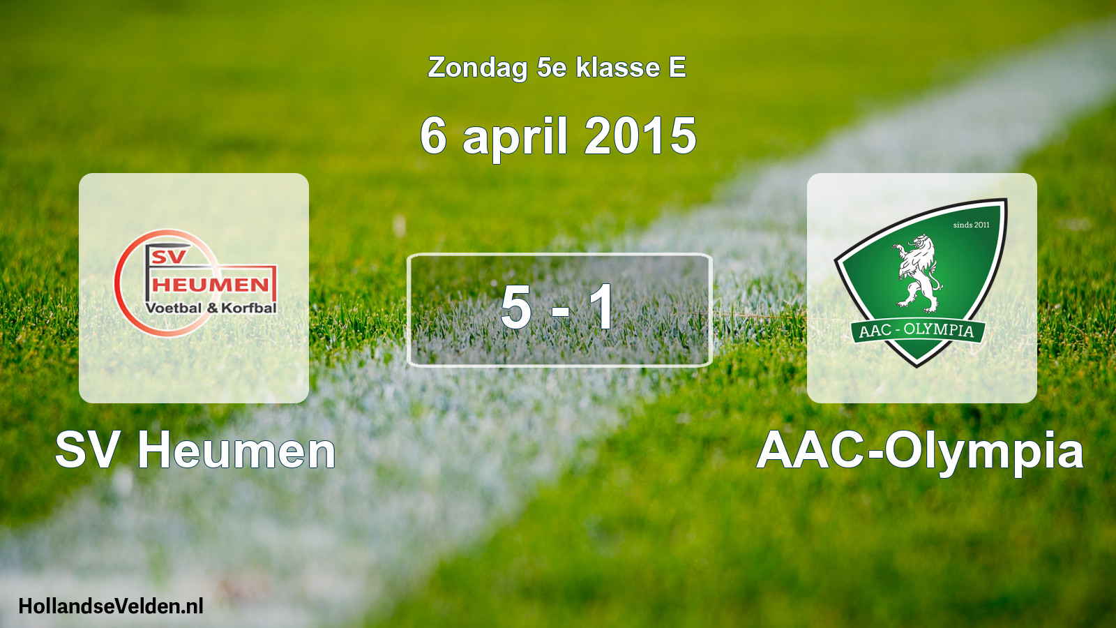 Total number of matches played: SV Heumen - AAC-Olympia 5 - 1 (6 April 2015)